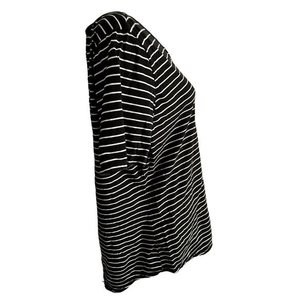 Just My Size Black & White Striped Baby Tee Sz 3XL Womens Plus V Neck Short Slee - Picture 7 of 8